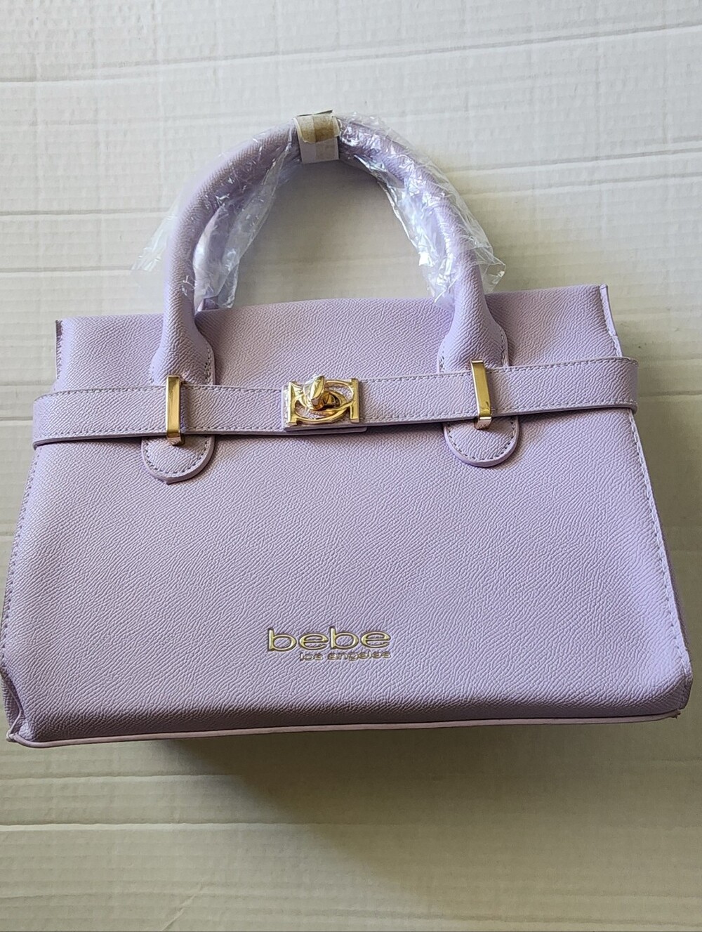 bebe Lavender Evie Top-Handle and Crossbody Satchel with Gold Hardware